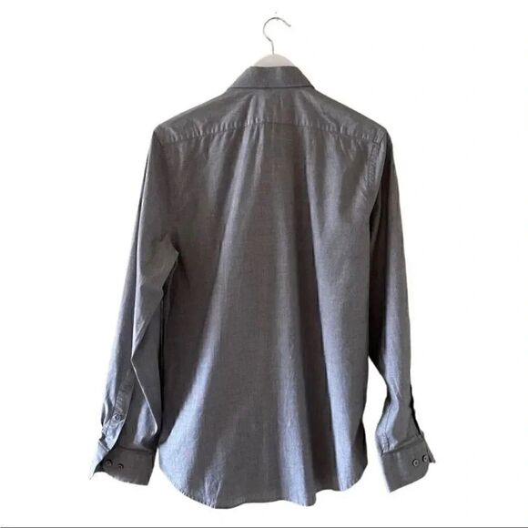 Express Designs Studio Button Down Cotton Gray Modern Fit Stretch Shirt 15 1/2 - Picture 5 of 13